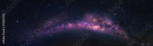 Night sky with panorama view of Milky Way photo