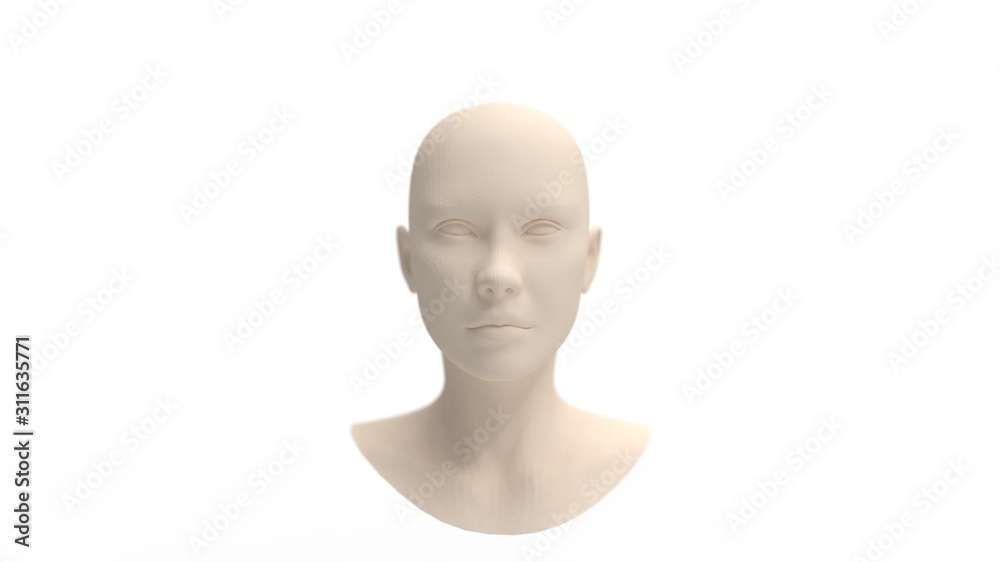 3d rendering of a human face mannequin isolated in studio background 3d rendering of a human face mannequin isolated in studio background