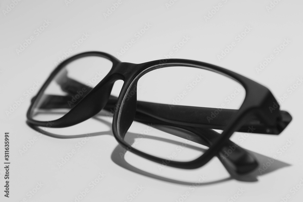 Black computer glasses on a white background Black computer glasses on a white background