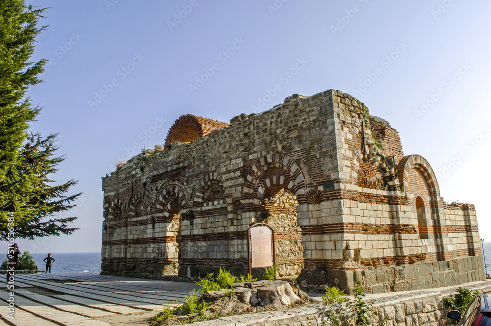 Εκτύπωση καμβά Nessebar, Kirchenruine, Bulgarien, Schwarzes Meer