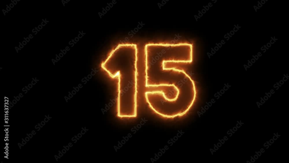 Fire style, smoky neon countdown seconds 20 to 0. 
