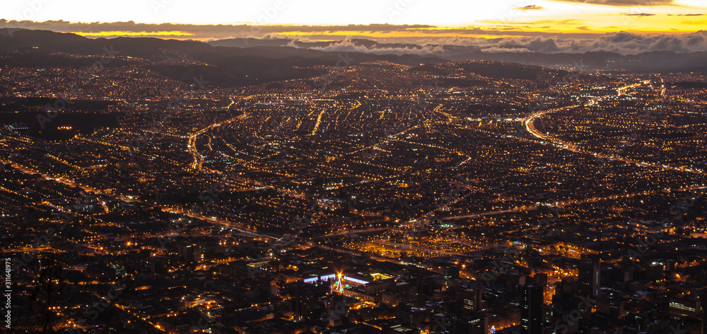 Bogota city at night, Colombia