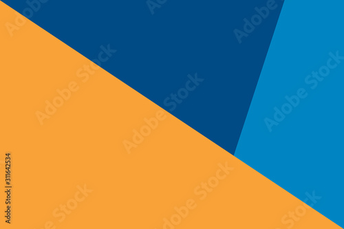 Three color background of trendy colors 2020. Orange and blue colors. photo