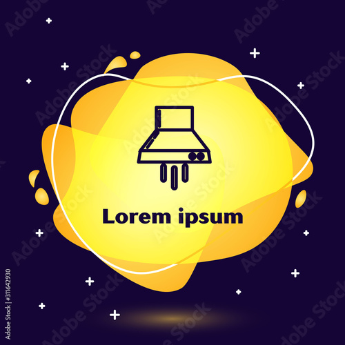 Black line Kitchen extractor fan icon isolated on dark blue background. Cooker hood. Kitchen exhaust. Household appliance. Abstract banner with liquid shapes. Vector Illustration