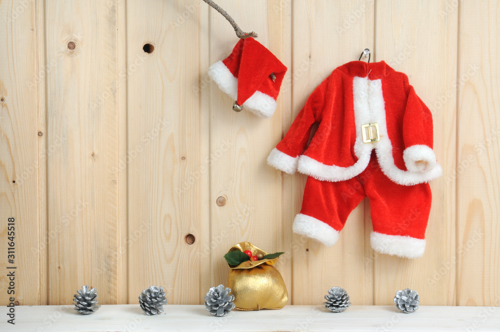 Obraz premium Santa Claus costume for New Year and Christmas holidays