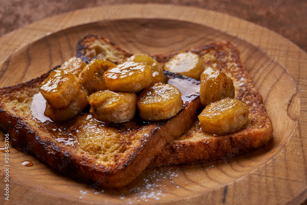 french toast and fried bananas