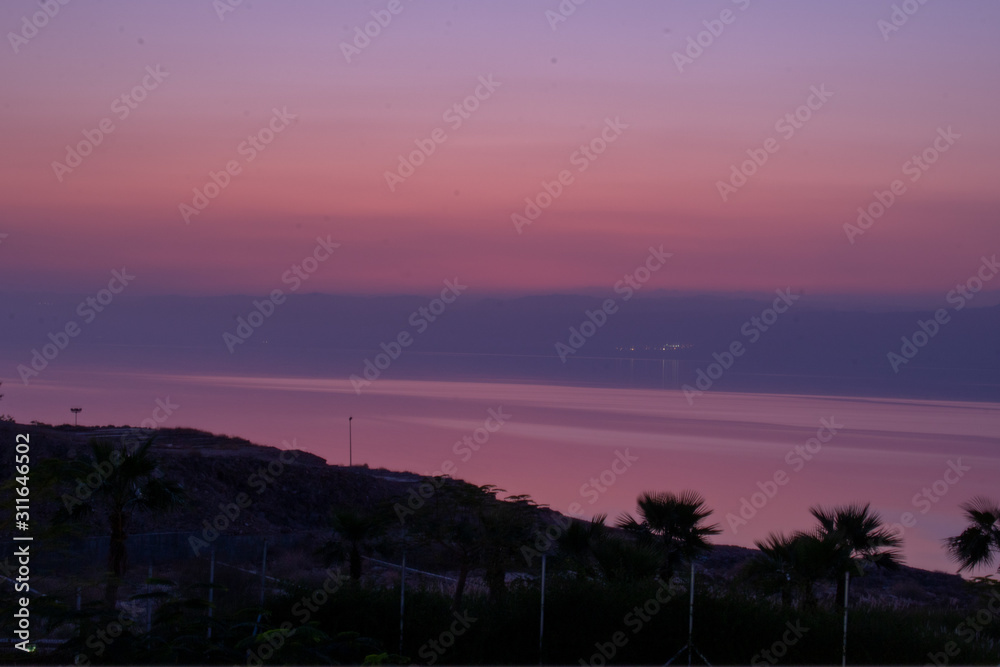 Dead sea sunset landscape 