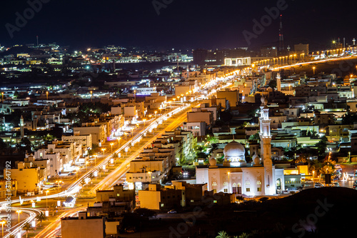 night cityscape from above in Fujairah