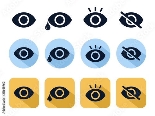 Eye icon set vector for web, software, application, and mobile