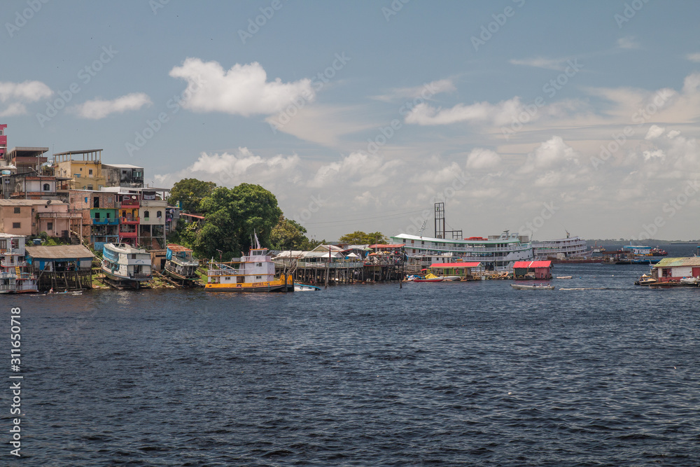 Colorful boats and houses, Manaus, Brazil, South America