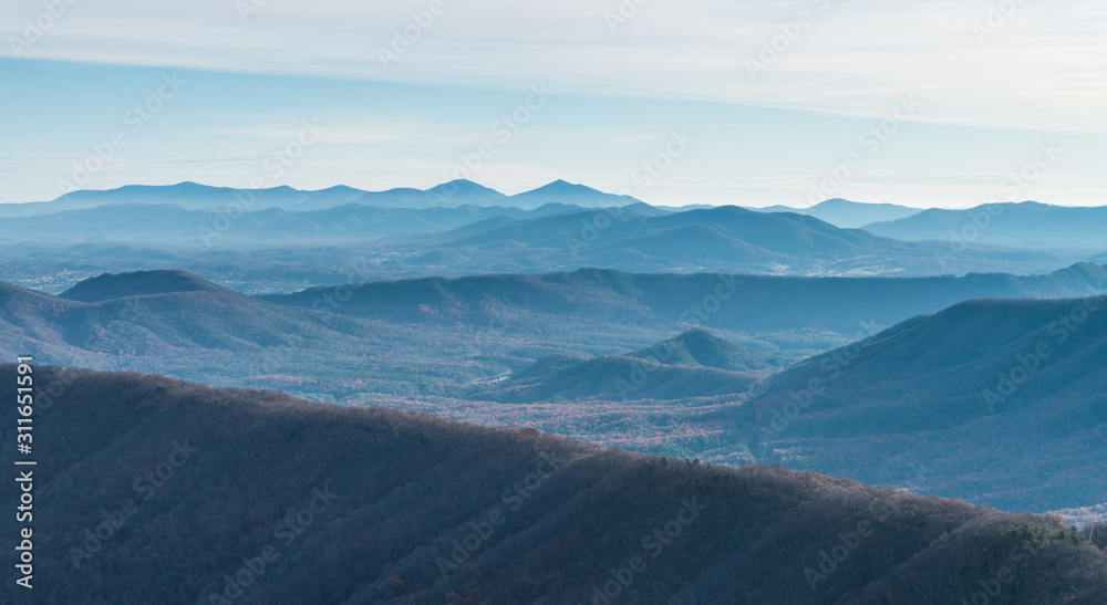 Appalachian mountain ranges in Virginia, USA