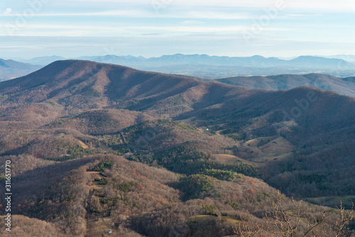 Close view at mountains with forest on slopes in Appalachian mountain range