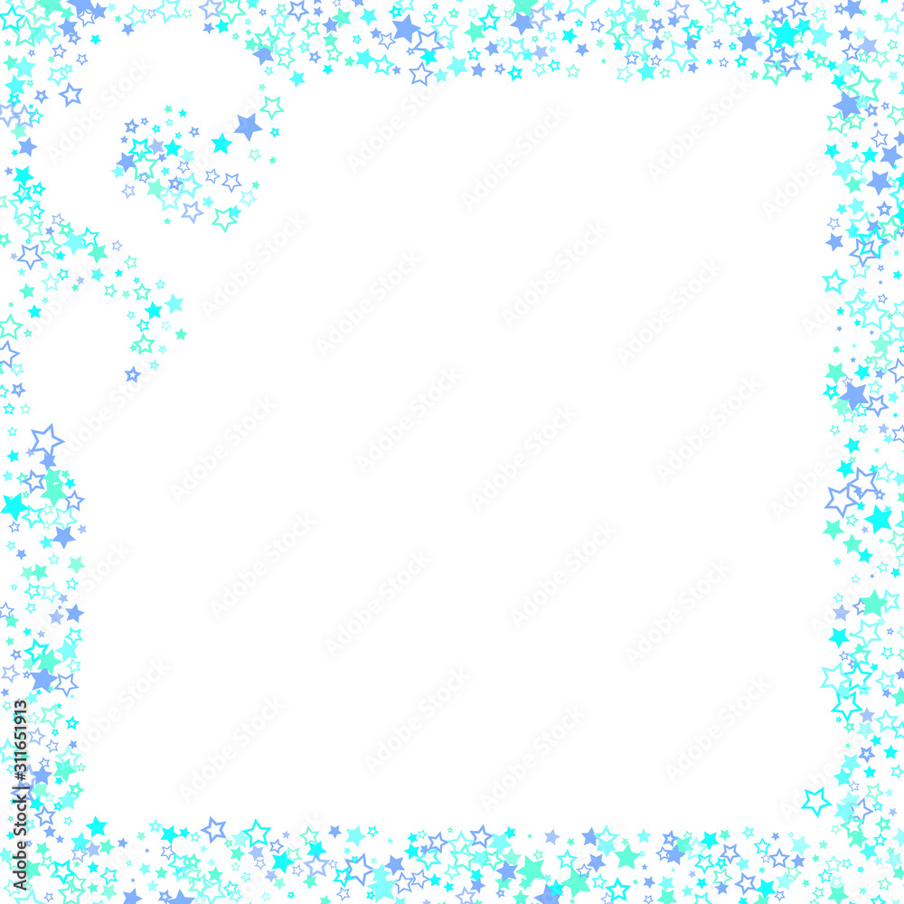 Blue, cyan, turquoise glitter stars confetti