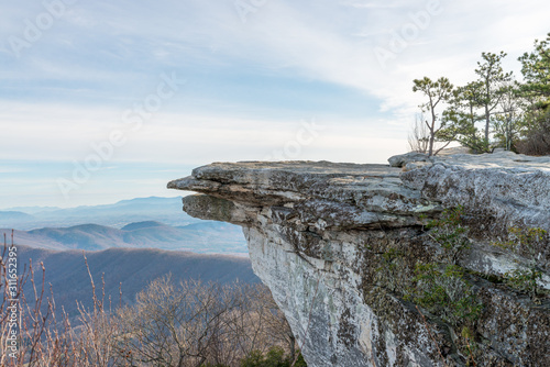 Overlook of a McAfee Knob and Blue Ridge mountains photo