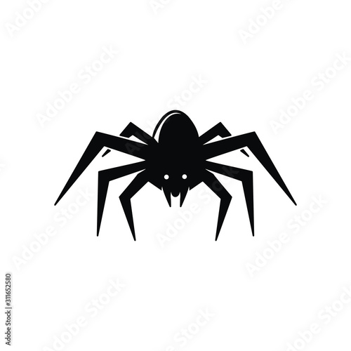 Black spider logo template vector icon illustration design