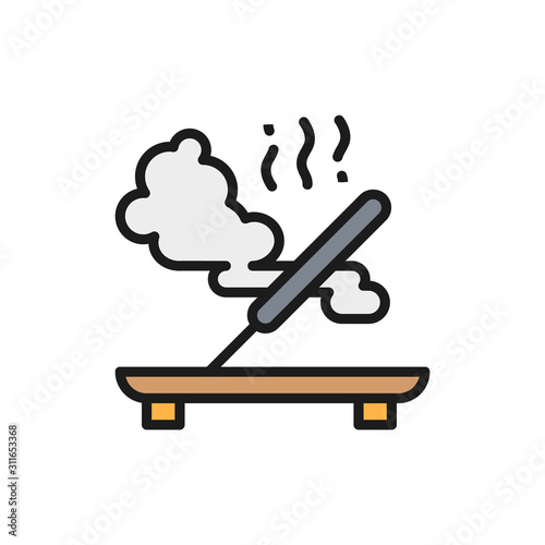 Incense, fragrance stick flat color line icon. Isolated on white background