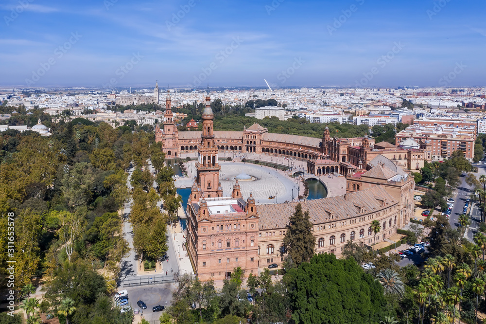 aerial view of Plaza De Espana Sevilla