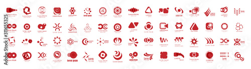 Abstract Logo And Icon Set. Elements Collection Isolated On White - Vector. Flat Icons For Business Template Logo, Square Elements, Website, Business Symbol And Circle Elements. Abstract Medical Logo