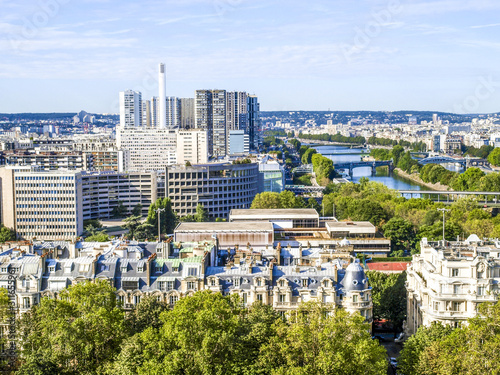 Paris  Blick vom Eiffelturm  Seine  Frankreich