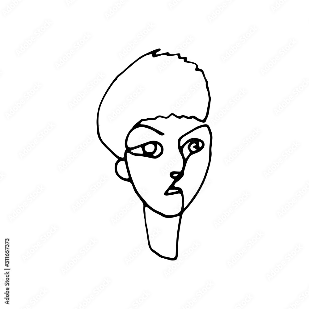 Human face drawn by one line. Human face drawn by one line.
