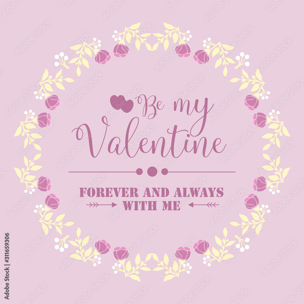 Happy valentine greeting card frame design, with beautiful crowd of pink and white flower. Vector