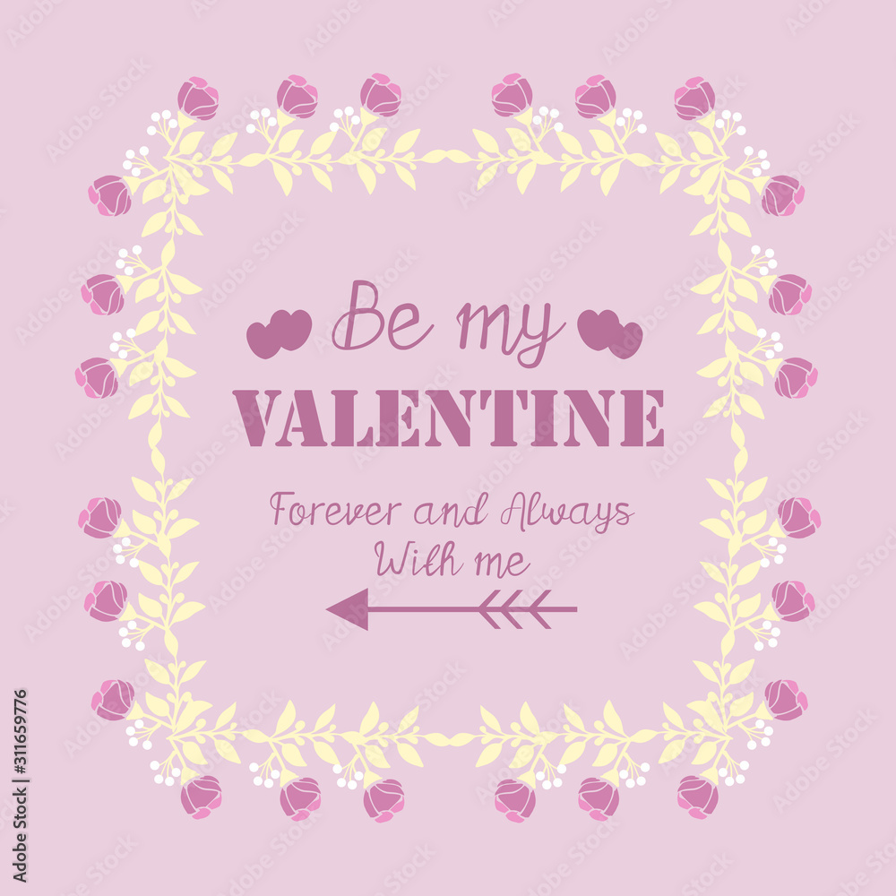 Happy valentine elegant card with pink and white of wreath decoration frame. Vector Happy valentine elegant card with pink and white of wreath decoration frame. Vector