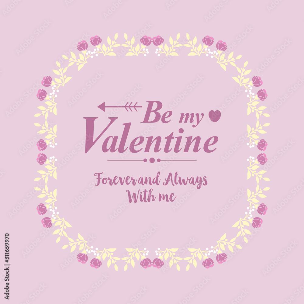 Pattern wallpaper of happy valentine vintage card, with pink and white floral frame. Vector