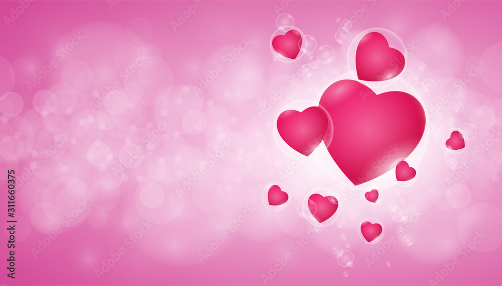 Pink heart bokeh  background ,Valentine's Day concept. love iconic, ideas for gift, art, design, decoration.