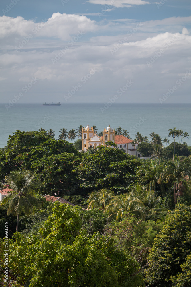 Churches of Olinda from above, Brazil, South America