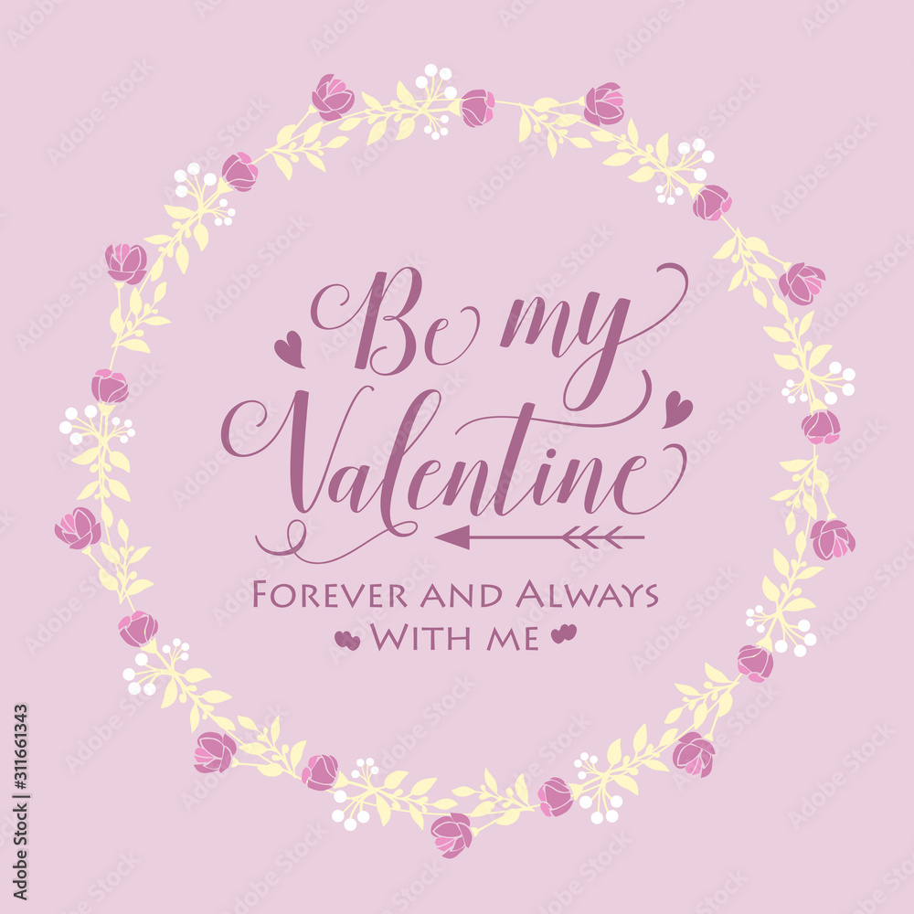 Elegant Pink and white floral frame for happy valentine poster design. Vector
