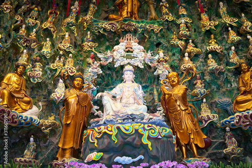 Photography Shanghai,China-September 16, 2019: Buddha statue at Longhua temple in Shanghai,