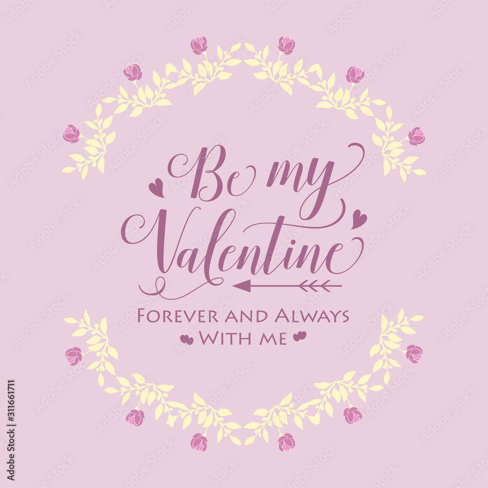 Happy valentine seamless cards, with pink and white wreath frame design template. Vector