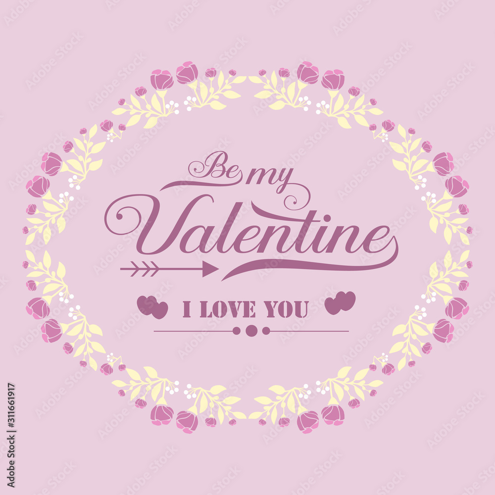 Elegant shapes frame with pink and white floral, for happy valentine ornate cards. Vector