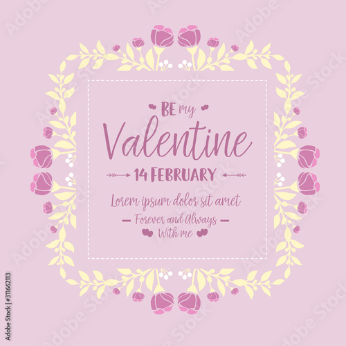 Happy valentine greeting vintage card, with beautiful pink and white frame. Vector