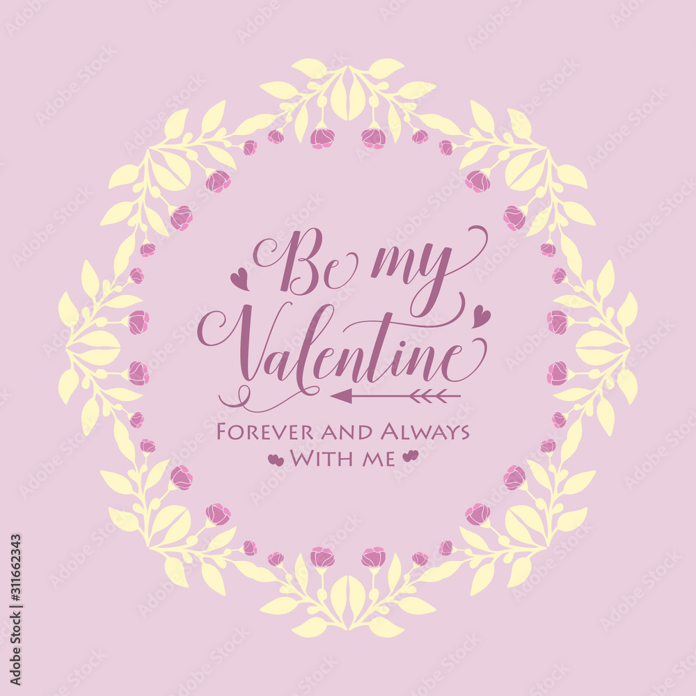 Happy valentine elegant card with seamless decor of pink and white floral. Vector Happy valentine elegant card with seamless decor of pink and white floral. Vector