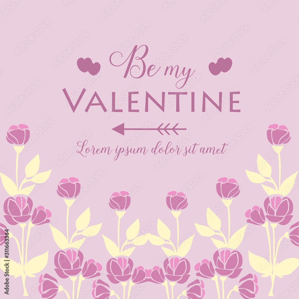 Beautiful ornate of pink and white floral frame, for happy valentine poster. Vector