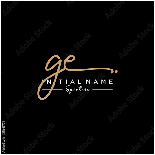 Letter GE Signature Logo Template Vector