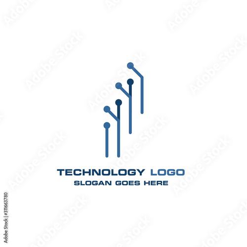 Modern technology logo for start up and company business. monoline vector style