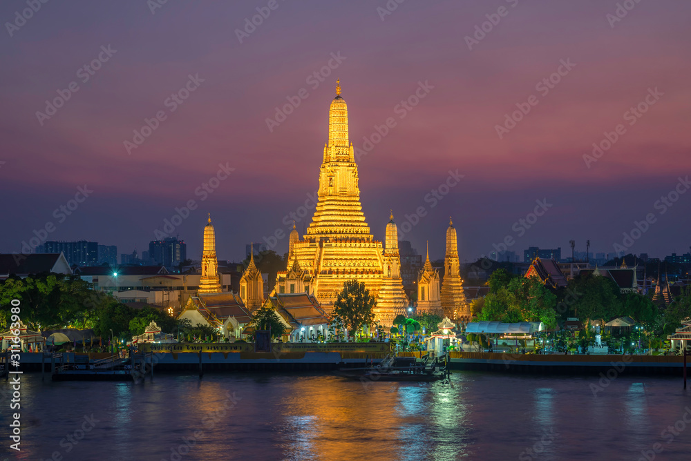 twilight night Thai temple named 