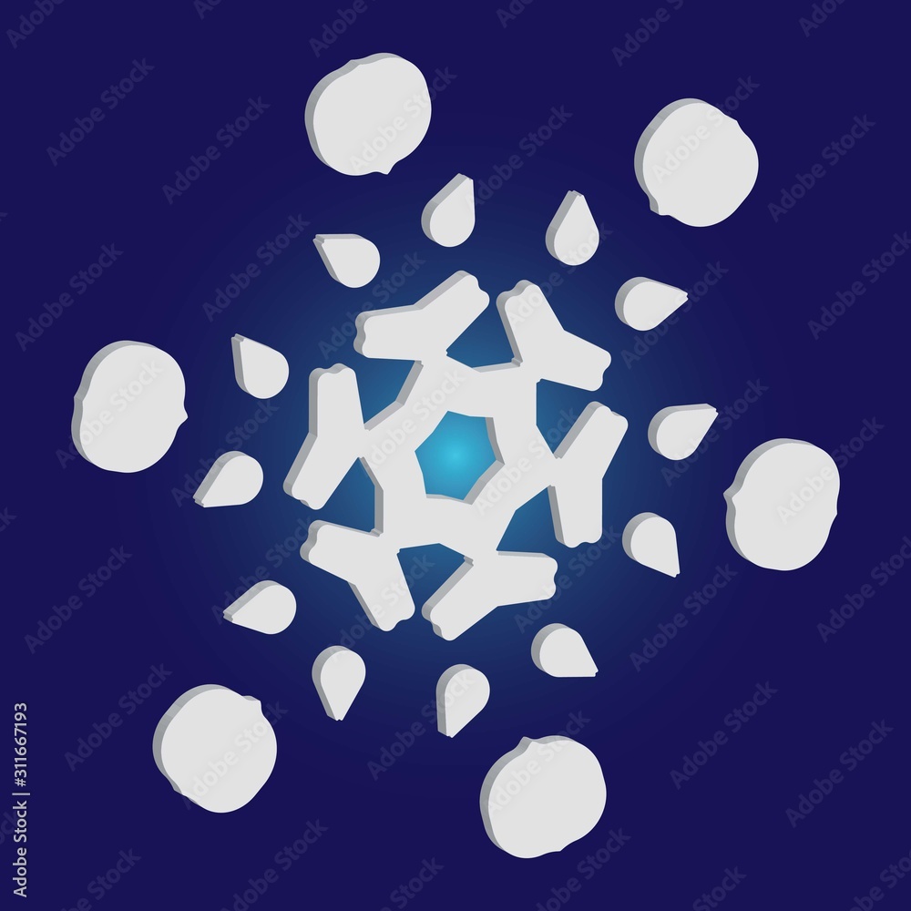 Christmas cut 3d snowflake on blue background. Christmas cut 3d snowflake on blue background.