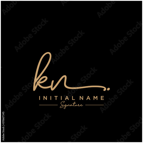 Letter KN Signature Logo Template Vector