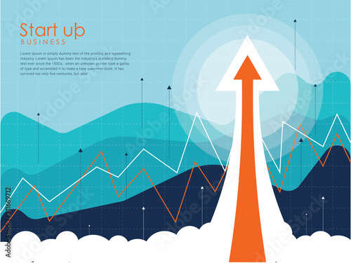 Business up arrow banner flat design