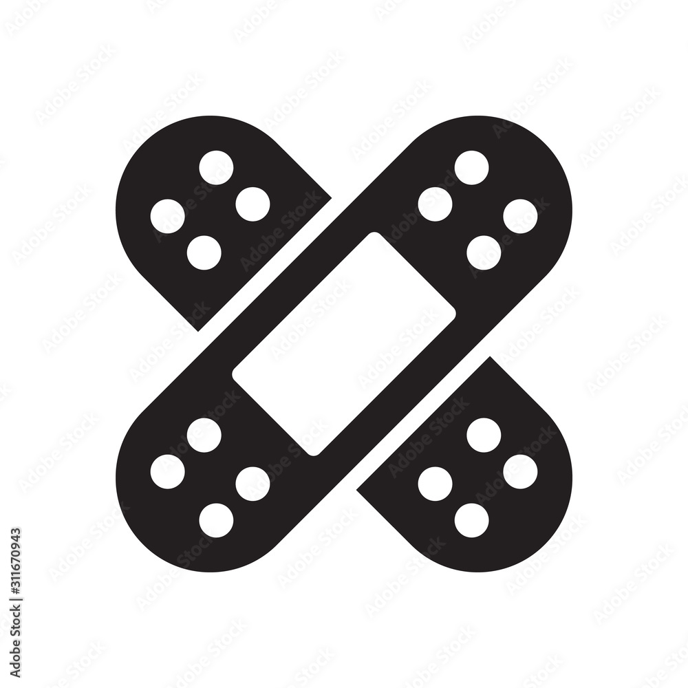 Bandage plaster icon in trendy flat style design. Vector graphic illustration. Plaster icon for website design, logo, app, and ui. Vector file. EPS 10. Bandage plaster icon in trendy flat style design. Vector graphic illustration. Plaster icon for website design, logo, app, and ui. Vector file. EPS 10.