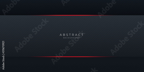 Modern tech design of black red abstract metallic carbon shiny color frame background. Red light with stripes. Vector template for gamer and presentation