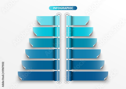Vector infographic template with 3D paper label, integrated circles. Business concept with 12 options. For content, diagram, flowchart, steps, parts, timeline infographics, workflow, chart.
