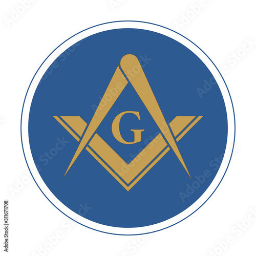 Freemasonry Emblem Icon Logo. The masonic square and compass symbol. Vector illustration. photo