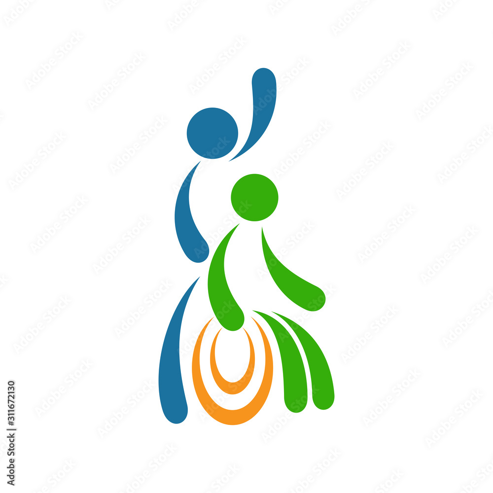 Logo design of disabled people care and support, Disabilities charity logo,  People with disabilities protection logo, Icon help disabled people, Human  sitting on the wheelchair vector illustration Stock Vector | Adobe Stock