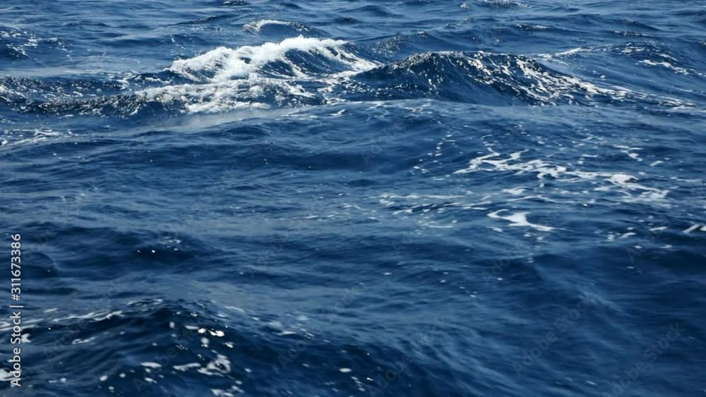 Slow Motion Ocean Surface Choppy Water Middle Focus