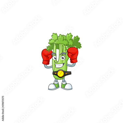 Funny Face Boxing celery plant cartoon character design