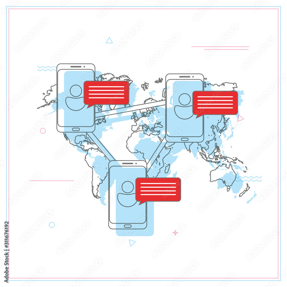 Social media concept banner with text place. Flat style minimal vector illustration. Social media concept banner with text place. Flat style minimal vector illustration.